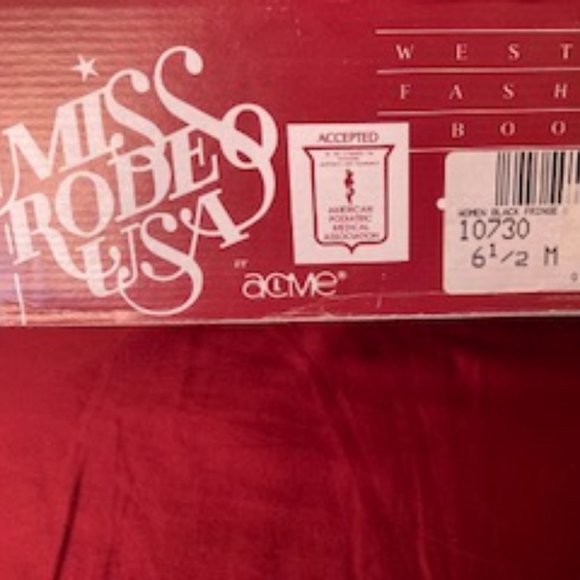 ⭐️ Host Pick ⭐️ Vintage Acme Miss Rodeo USA - Black Fringe Cowgirl Boots-Sz 6.5M - Picture 4 of 16